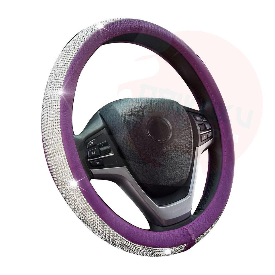 Cubre Volante Generico Diamante Blanco (Cuerina Morado)