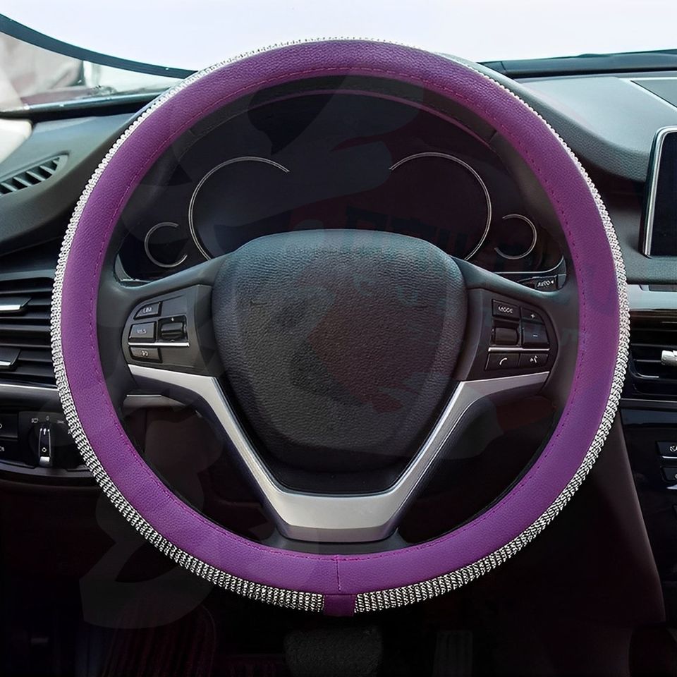 Cubre Volante Generico Diamante Blanco (Cuerina Morado)