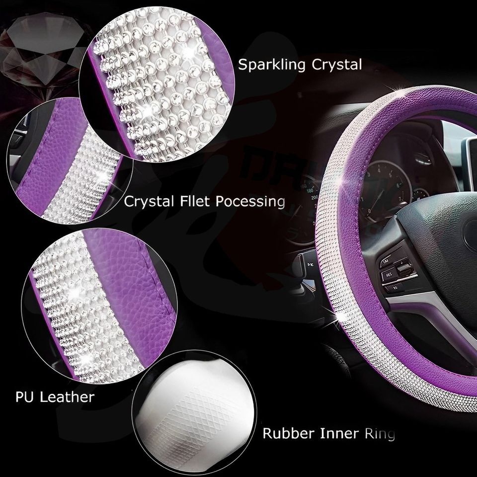 Cubre Volante Generico Diamante Blanco (Cuerina Morado)