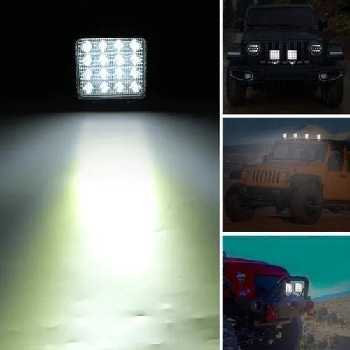 Neblineros Led 48w Cuadrados De 16 Led X2