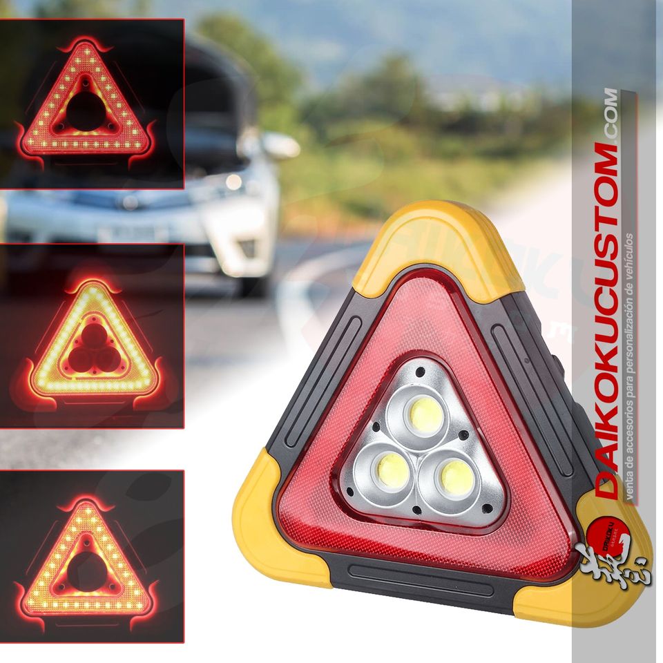 Triangulo Emergencia Recargable Solar + Usb
