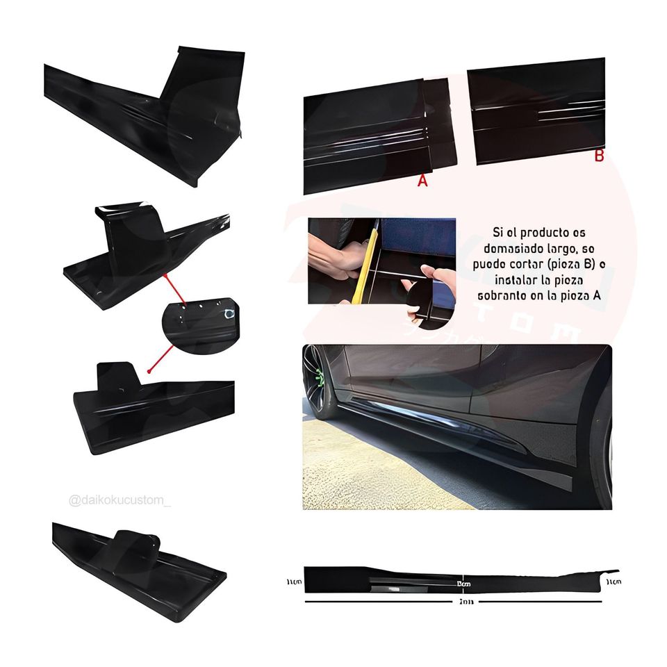 Lip Faldon Largo Lateral De 200cm 2pcs Negro Con Puntas (Par)