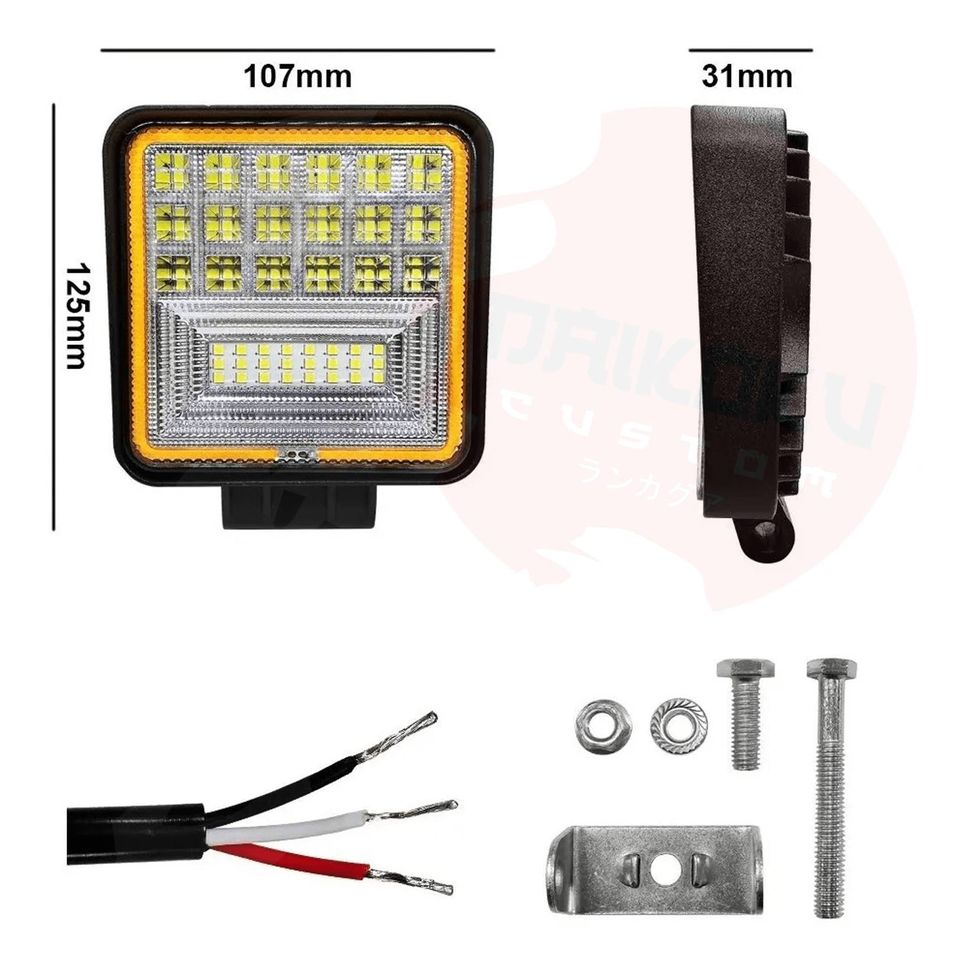 Neblineros Led 126w Cuadrado Borde Amarillo X2