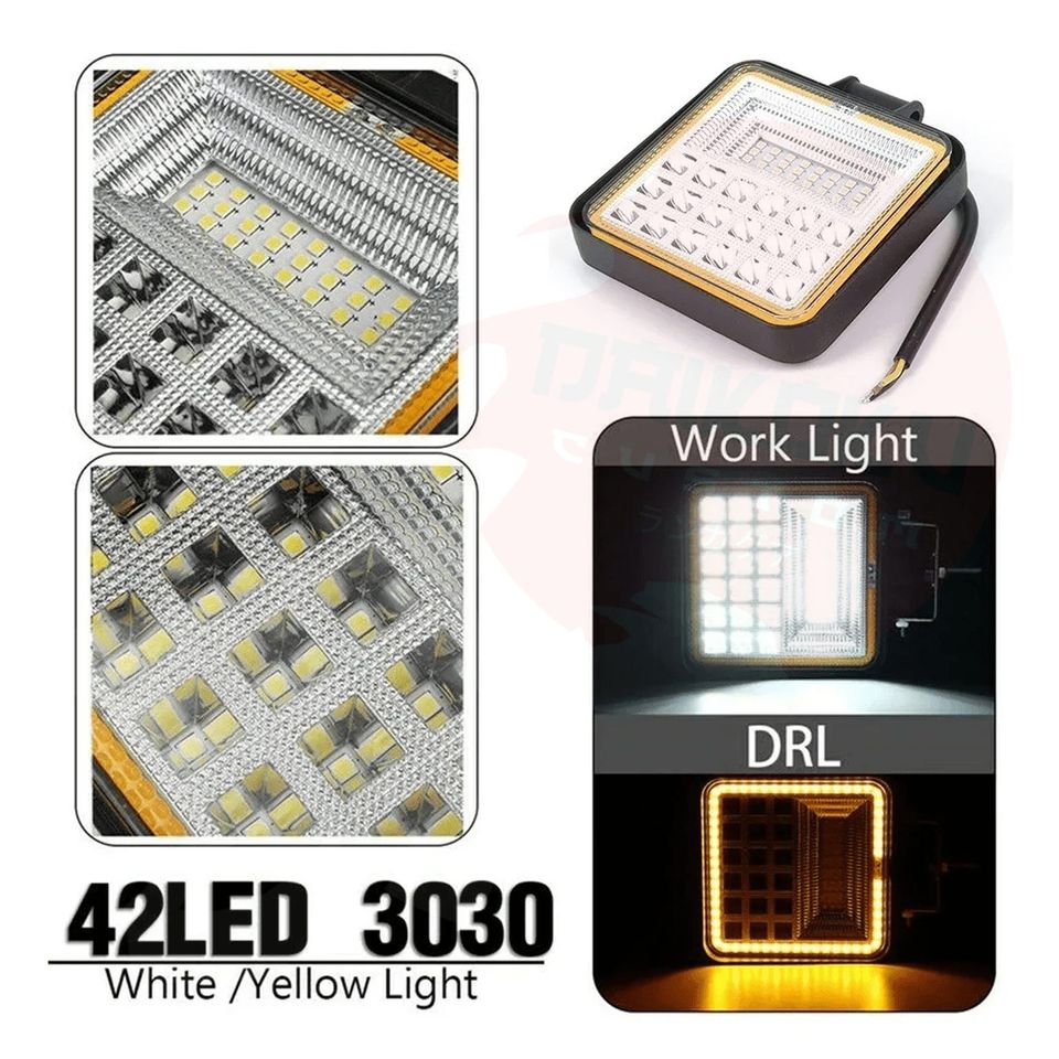 Neblineros Led 126w Cuadrado Borde Amarillo X2