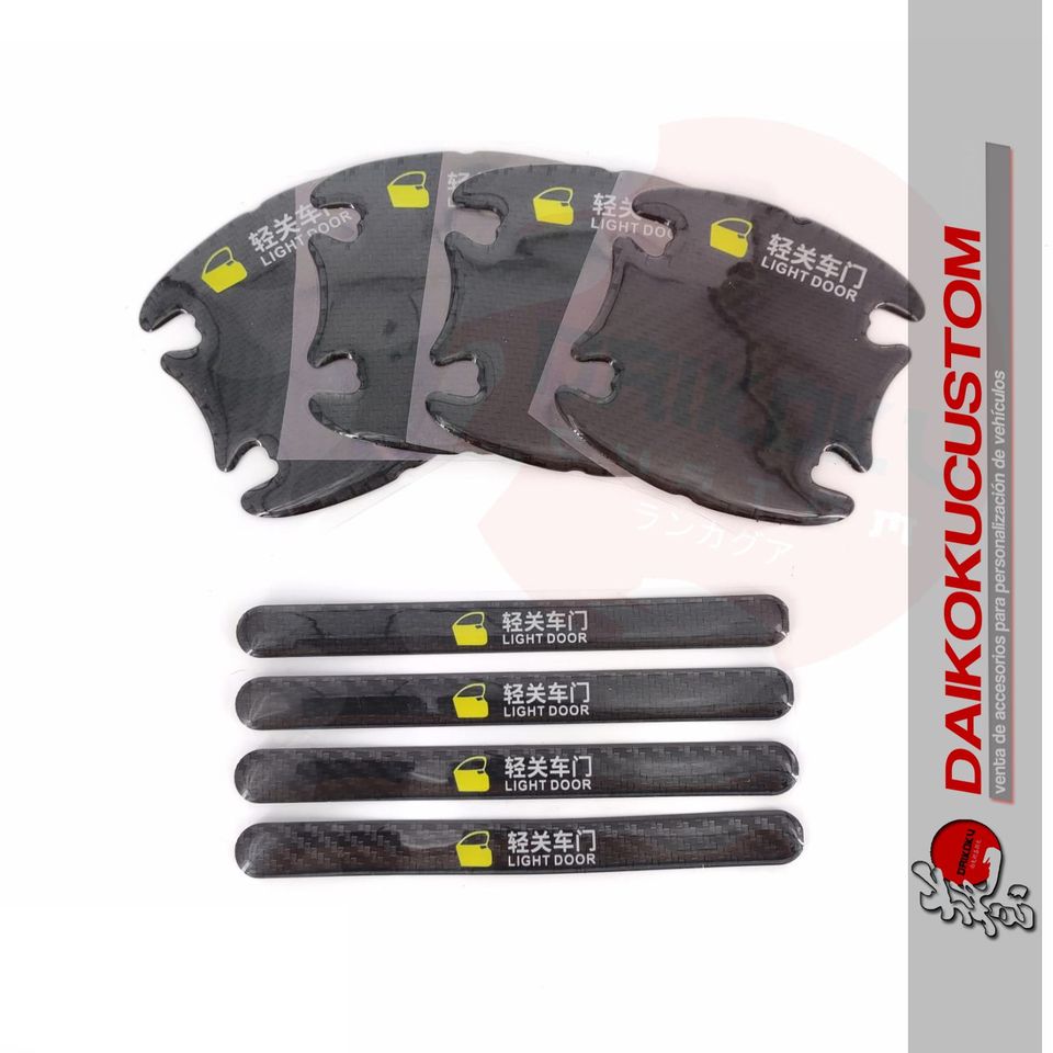 Protector Manilla + Tope Puerta Carbono 8pcs