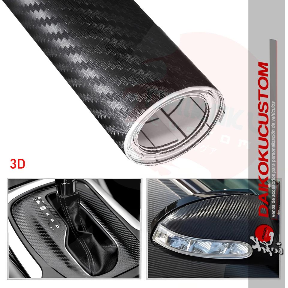 Vinilo 1.52mt 3d Carbono Negro x 1mt