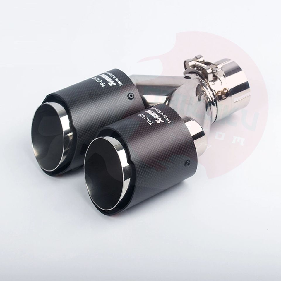 Cola Escape Akrapovic 2.5" a 4" Carbono Mate Doble (Lado Piloto)