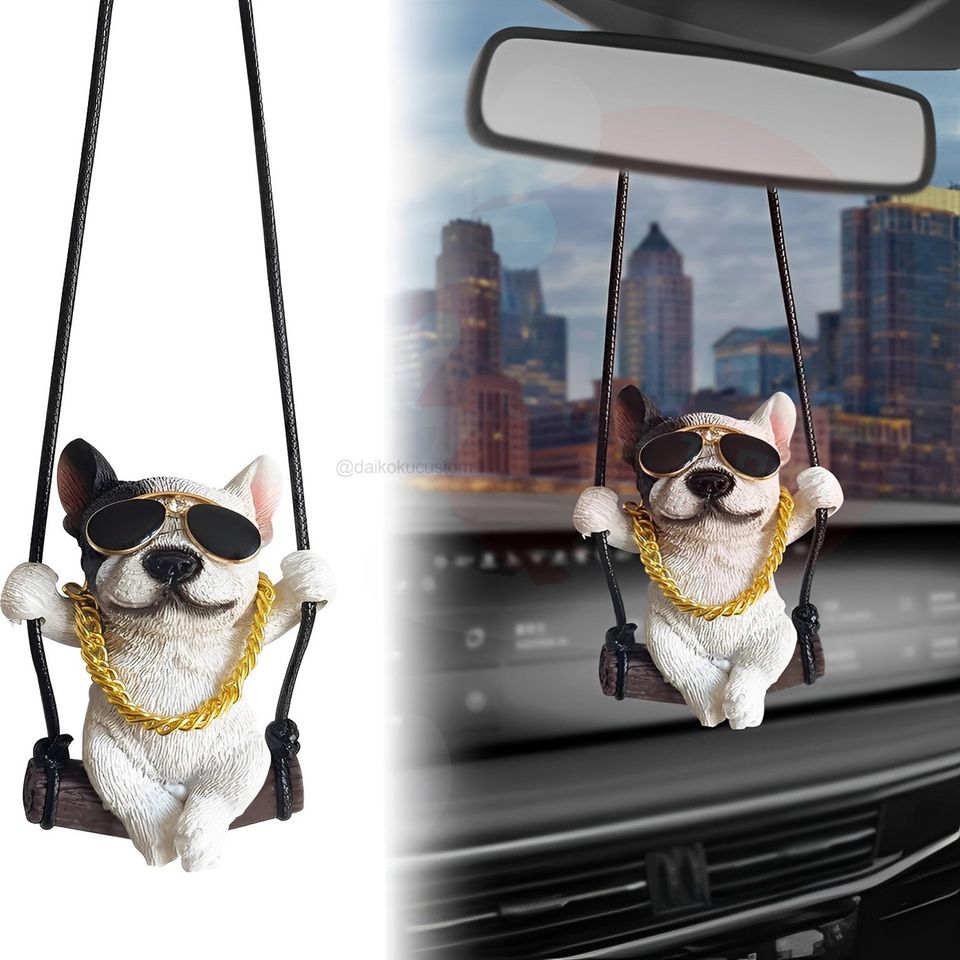Adorno Decorativo Espejo Retrovisor Perro Blanco