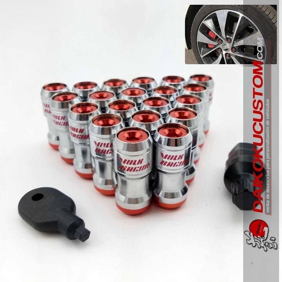 Tuercas 20pcs Volk Racing M12 Colores + Doble Llave Seguridad