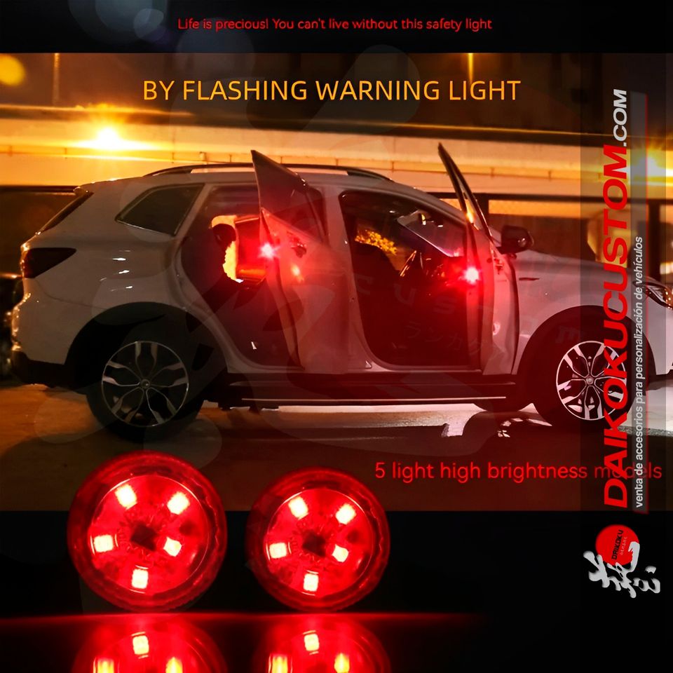 Luces 5 Led Emergencia Puerta Adhesiva Rojo