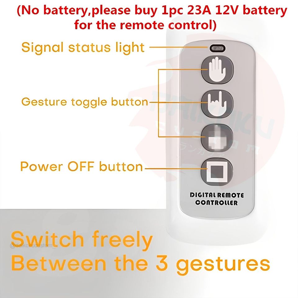 Mano Adhesiva Luz Led 3 Gestos + Control