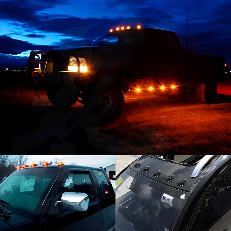 Kit 5 Luces Raptor Techo Ahumado Ambar