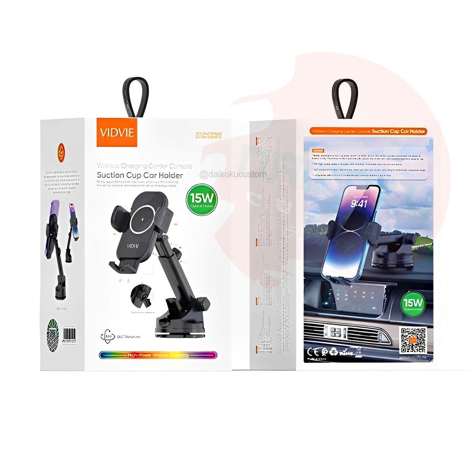 Soporte Celular Cargador 15w Carga Inalambrica Vidvie Hc1531 Ventosa
