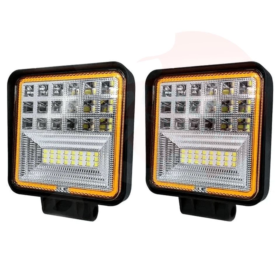 Neblineros Led 126w Cuadrado Borde Amarillo X2