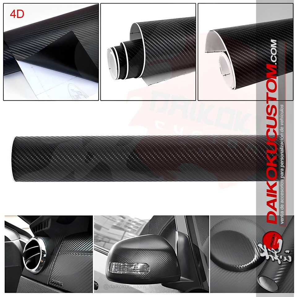 Vinilo 4d Carbono Negro 1.52mt x 1mt