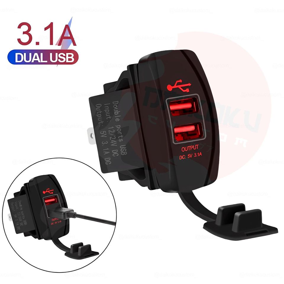 Toma Encendedor Embutido Rectangular Doble Usb Basico Directo
