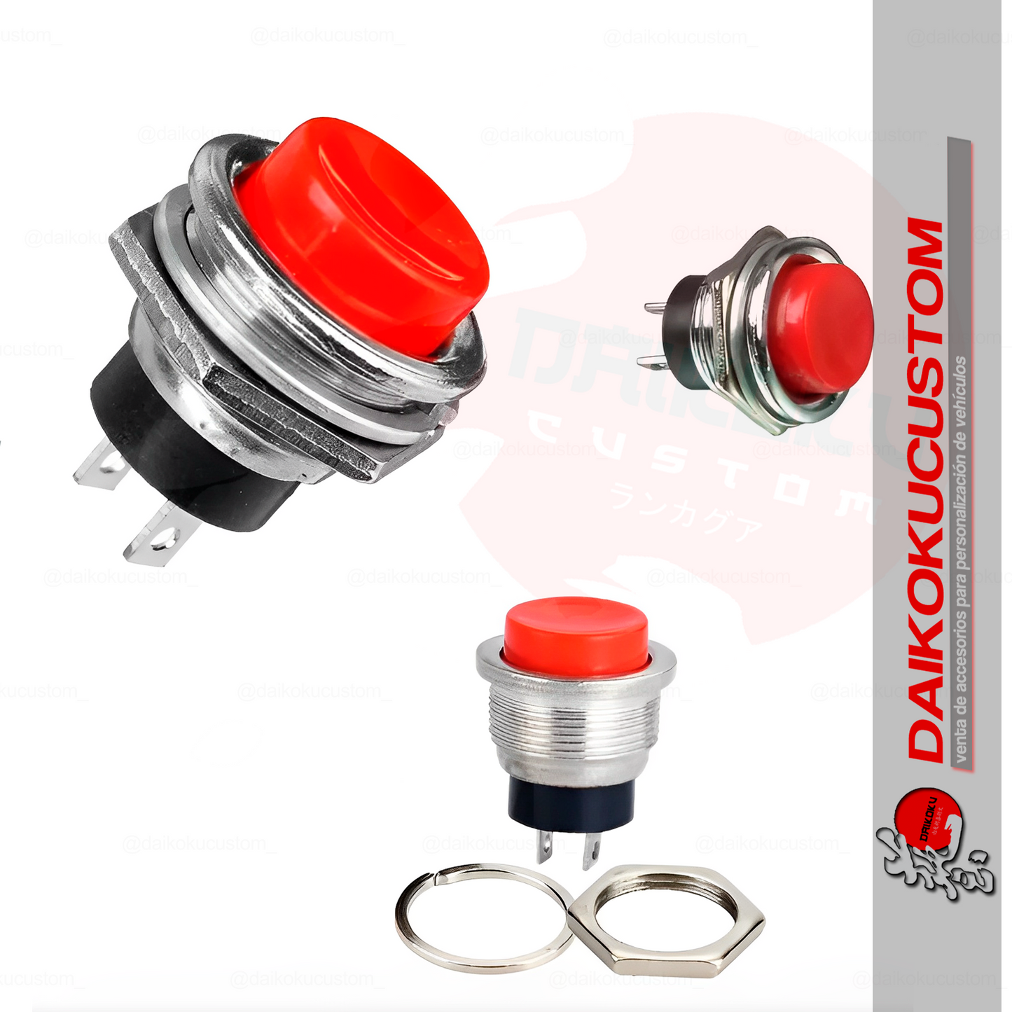 Botón Pulsador N28 Rojo Metalico