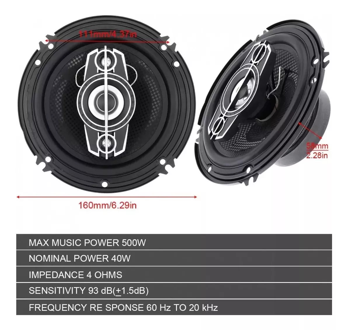 Parlantes 16cm 500w Mingyuan TS-1685