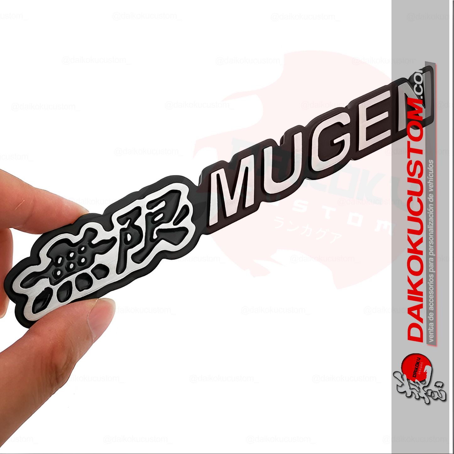 Emblemas Adhesivo Mugen Cromado Borde Negro