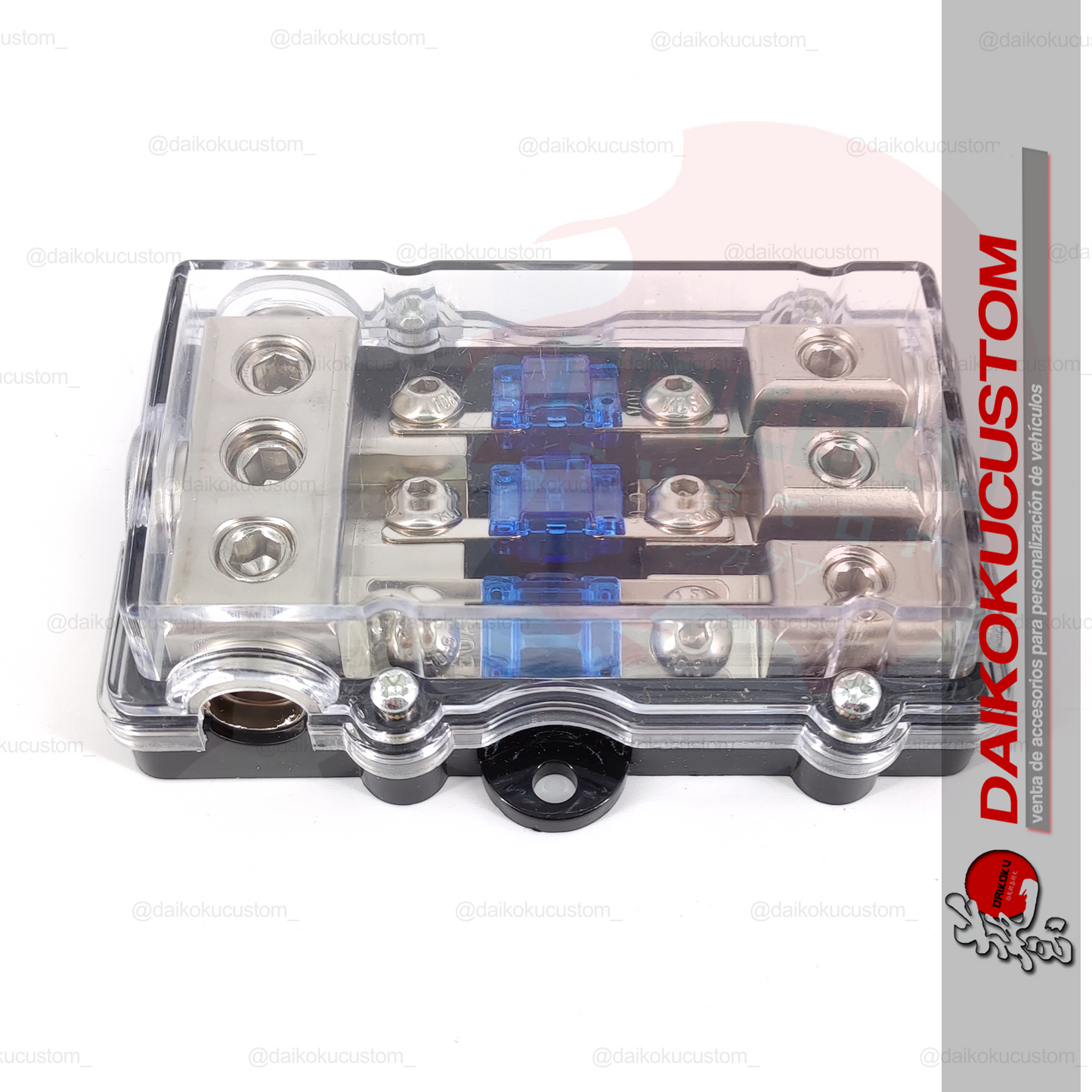 Bloque Distribuidor Repartidor Corriente Energía 3 Vías Audio + Fusibles