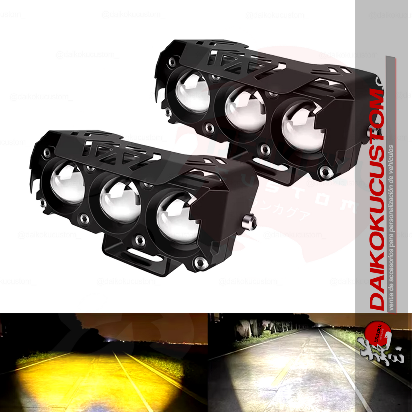 Neblineros Led Lupa Triple 50w Multivoltaje 12-24v X2