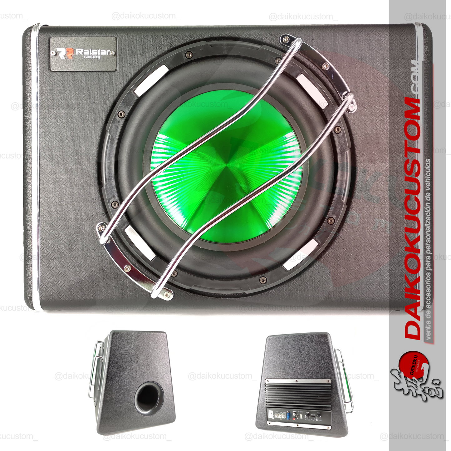 Subwoofer Amplificado 10" 1500w Cono Verde L10-7 + Kit Cables