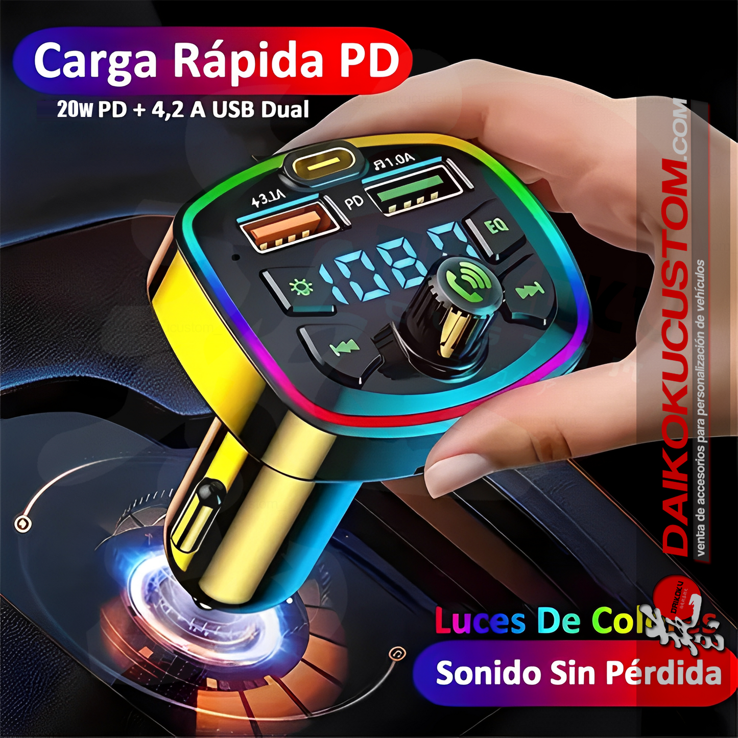 Receptor Transmisor RGB Q7 Bluetooth 20w 12-24v Cenicero