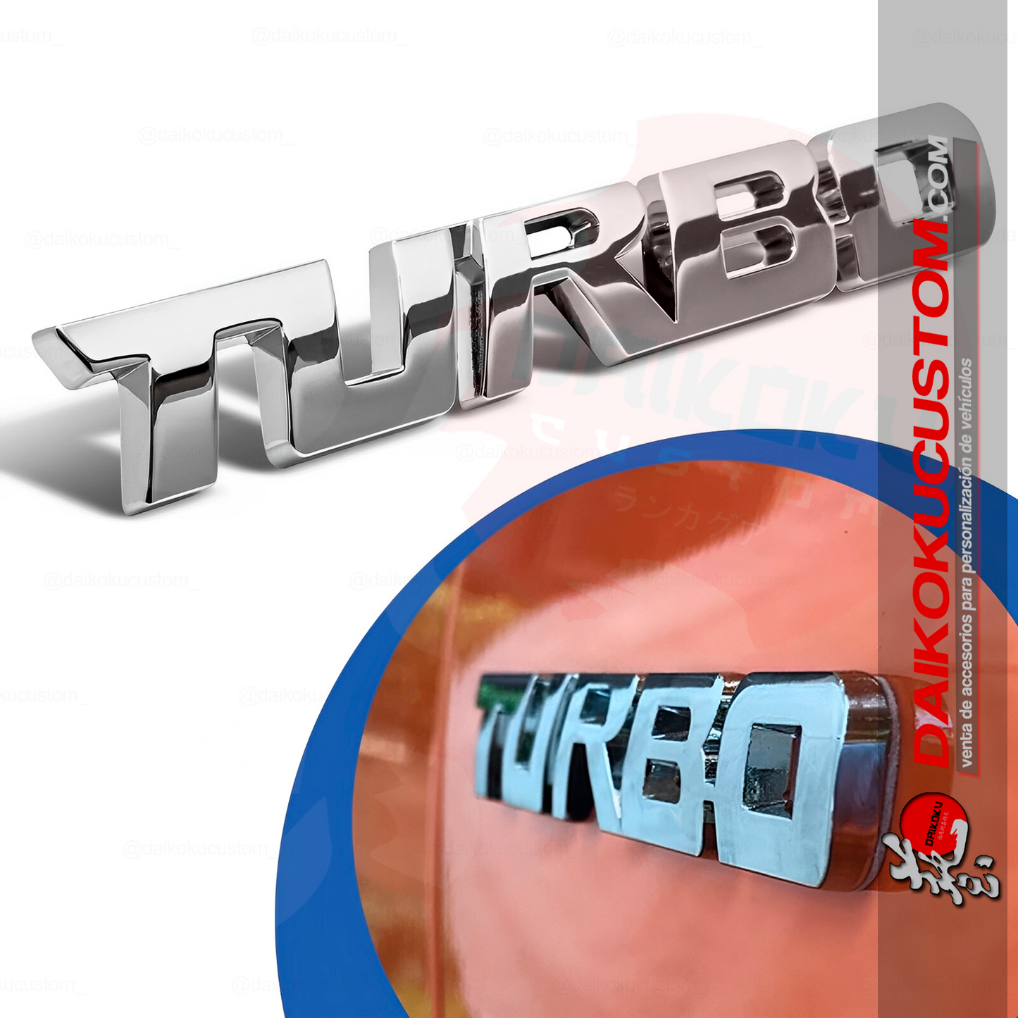 Emblema Adhesivo Trasero Turbo Cromado (Caja Naranja)