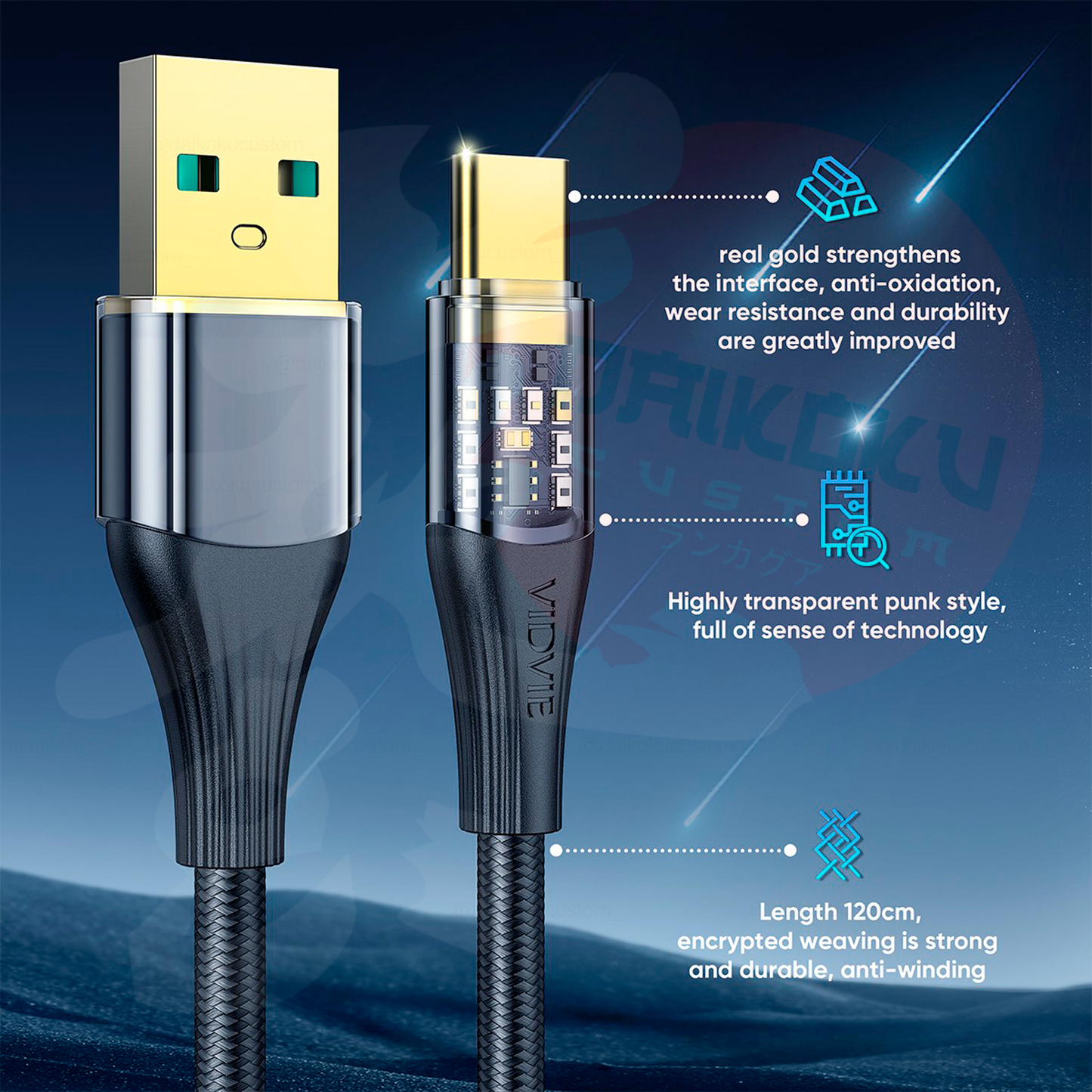 Cable Usb Tipo-C Vidvie Premium 66w CB4017T 10984