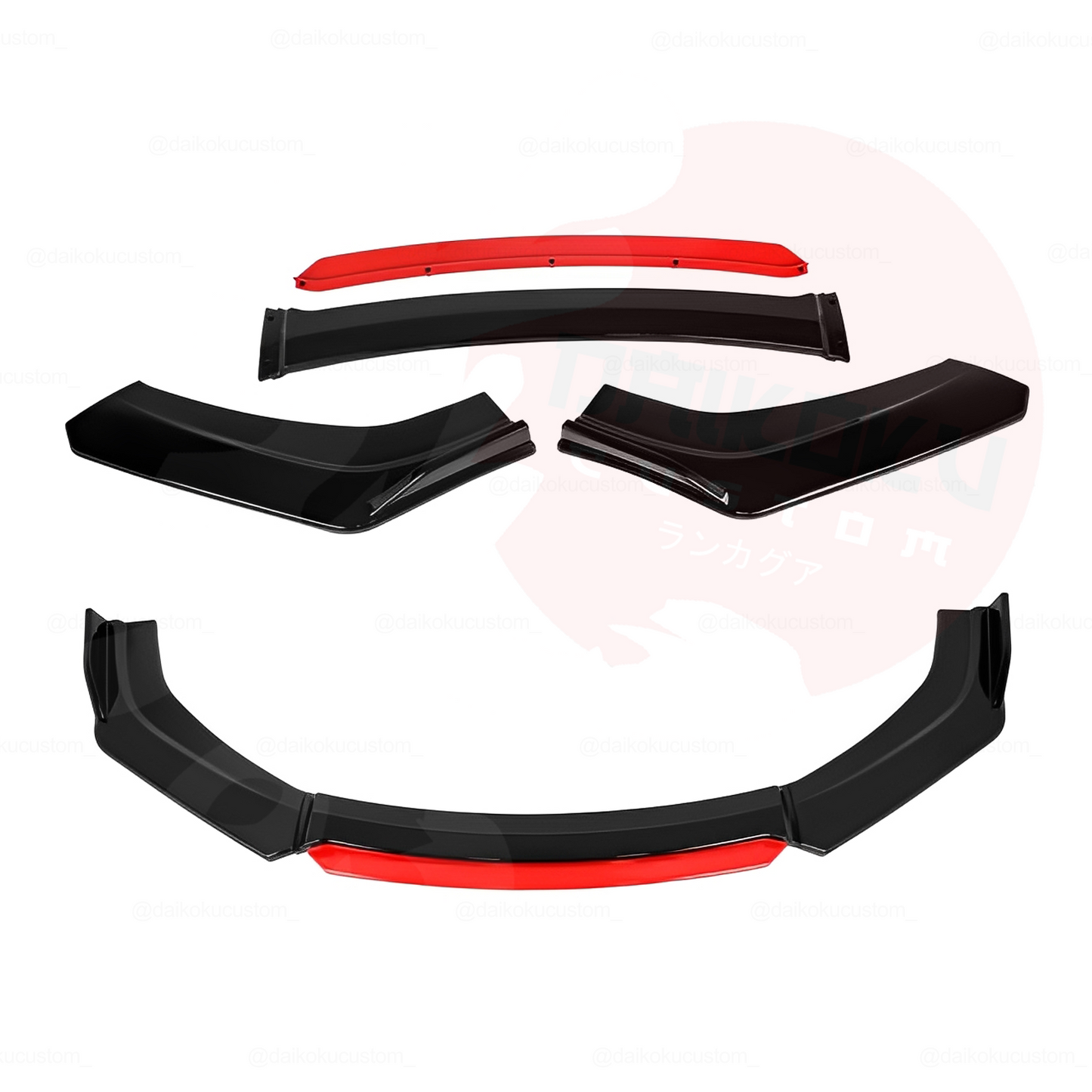 Lip 4 Piezas Parachoque Grues. Fijo Borde Rojo Plano Universal