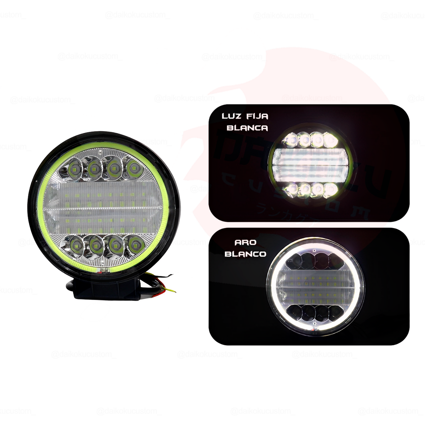 Neblineros Led 72w Redondo Borde Luz Blanca X2