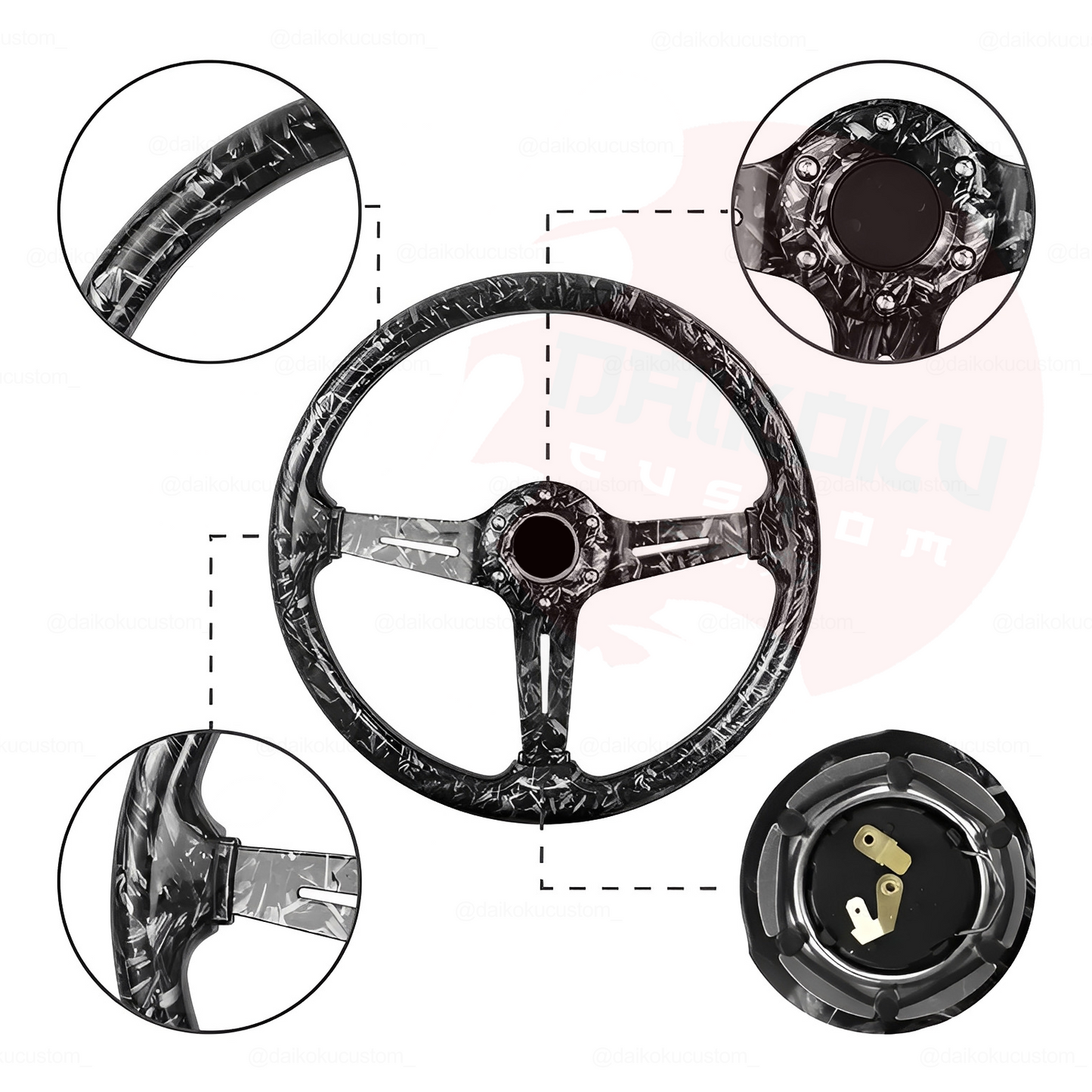 Volante Deportivo Tipo Carbono Forjado Negro 48-9