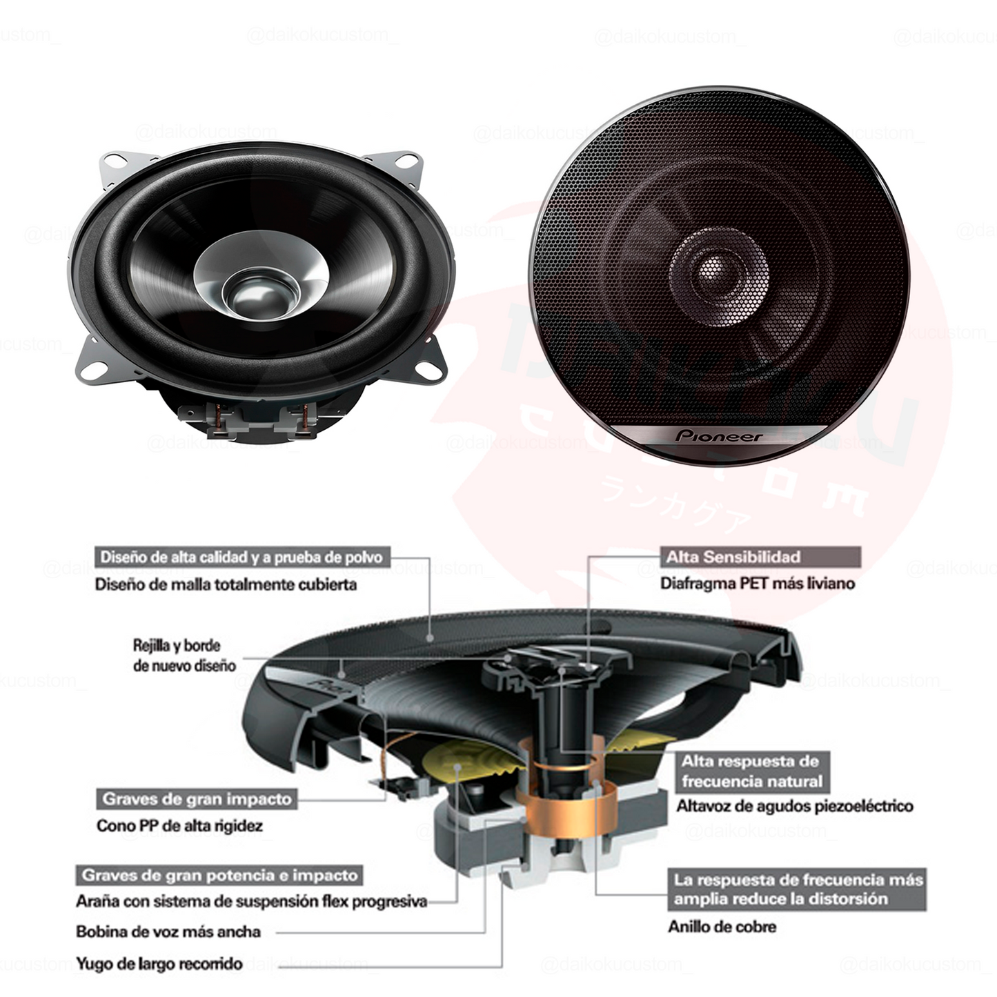 Parlantes 10cm 190w Pioneer Ts-G1010f