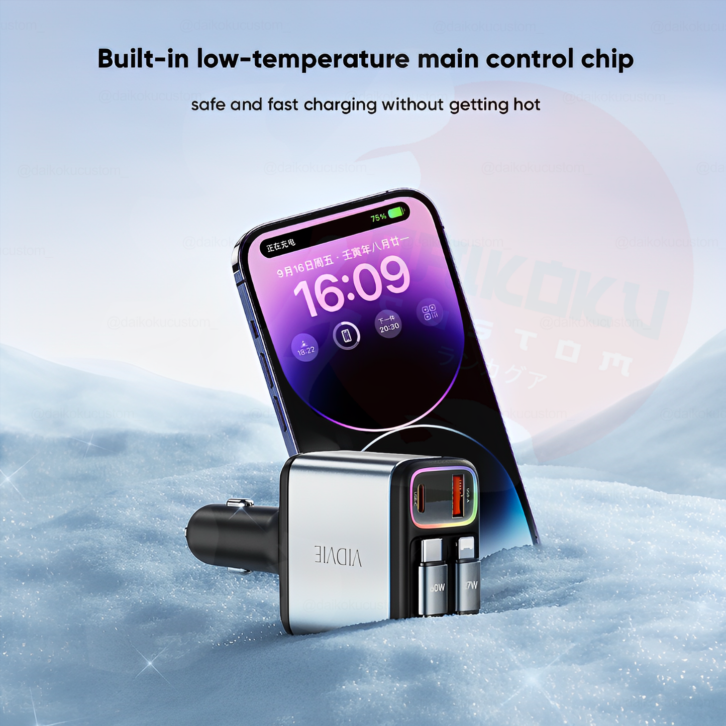 Cargador Celular 60w Cable Retractil Usb Lighting Tipo-C + Voltimetro Vidvie Cc539 51136