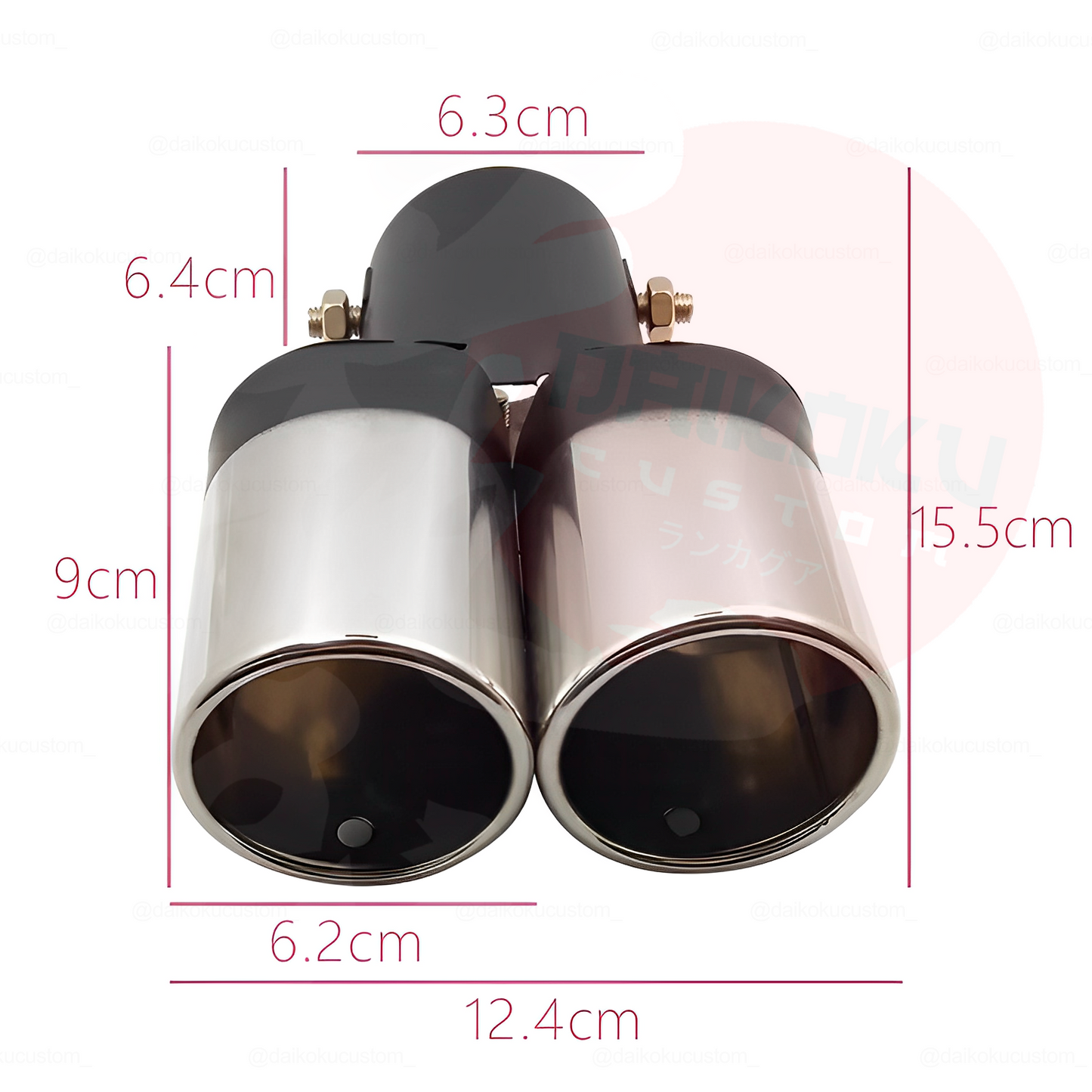 Cola Escape Doble Corta Negro Mate Punta Cromada Wh0051 Universal