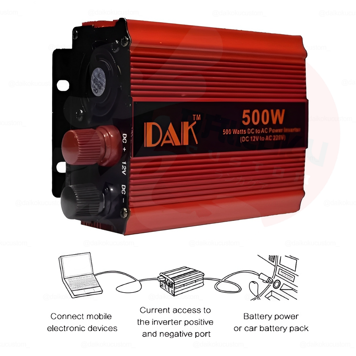 Inversor Convertidor Corriente 12v A 220v Auto 500w Dak