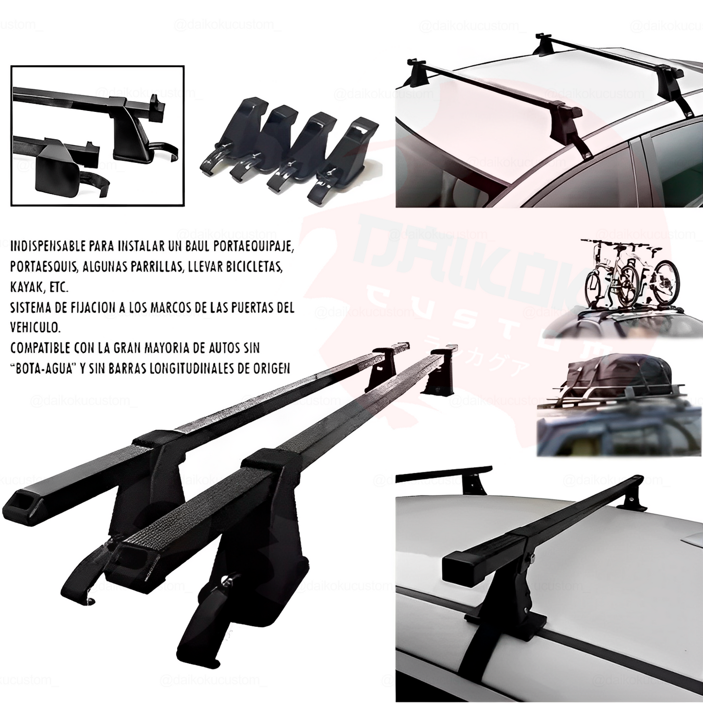 Barras Porta Equipaje Parrilla Ajustable Auto Techo Universal