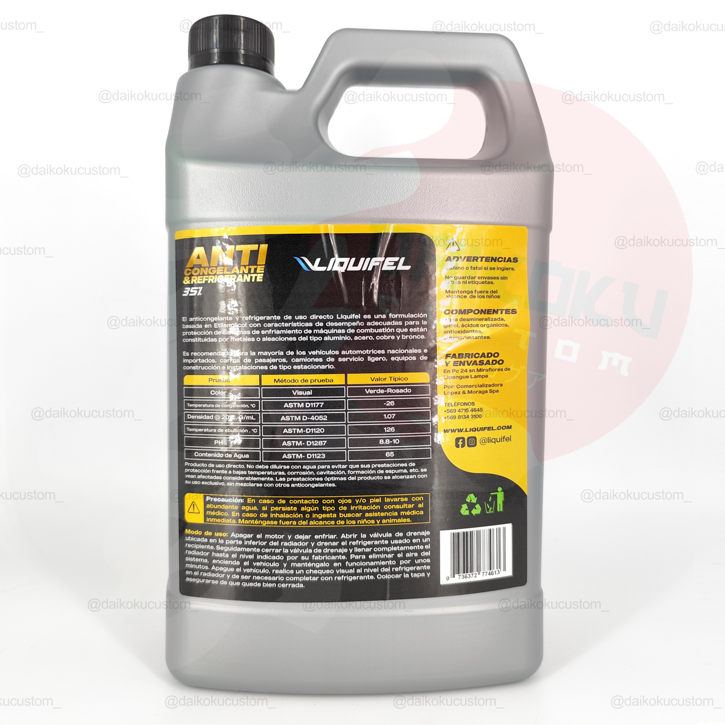 Anticongelante Y Refrigerante Verde 35% Auto Liquifel 4 Litros