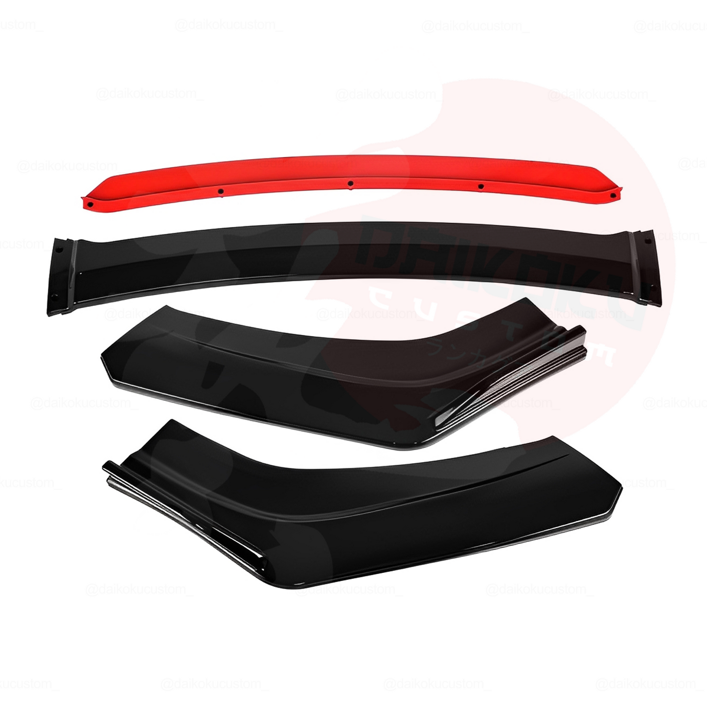 Lip 4 Piezas Parachoque Grues. Fijo Borde Rojo Plano Universal