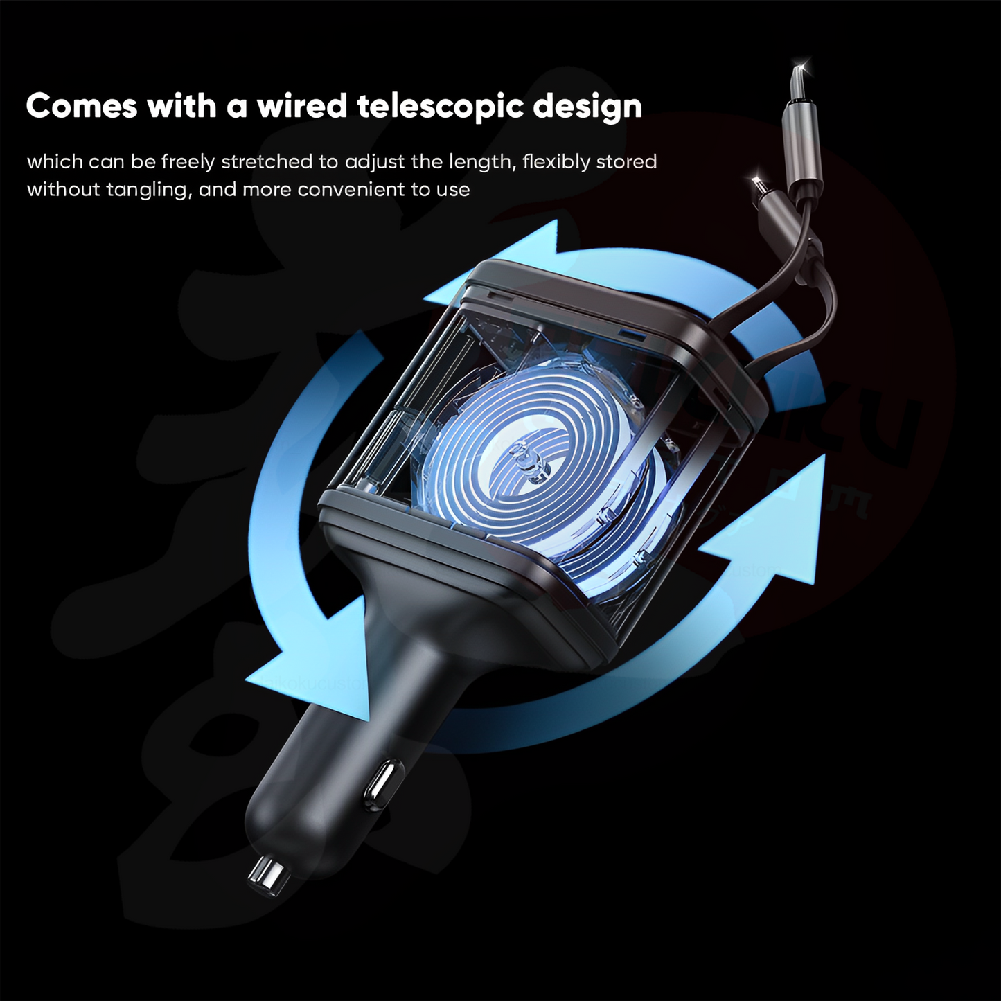 Cargador Celular 60w Cable Retractil Usb Lighting Tipo-C + Voltimetro Vidvie Cc539 51136