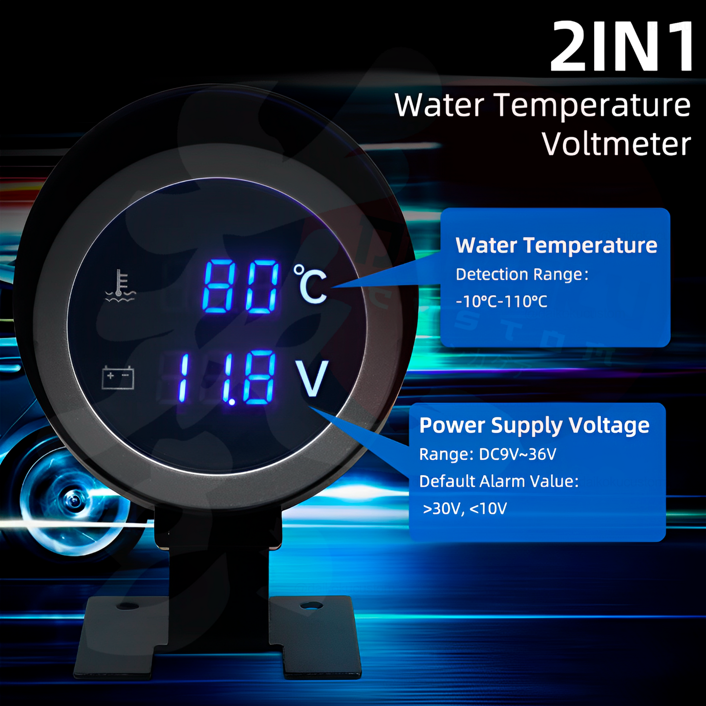 Reloj Temperatura Agua Ad2 + Voltimetro 12v 24v (Incluye Sensor Temp)