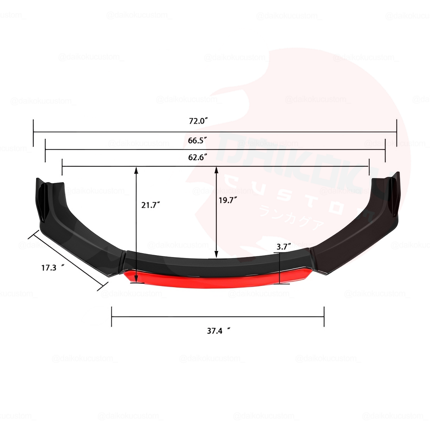Lip 4 Piezas Parachoque Grues. Fijo Borde Rojo Plano Universal