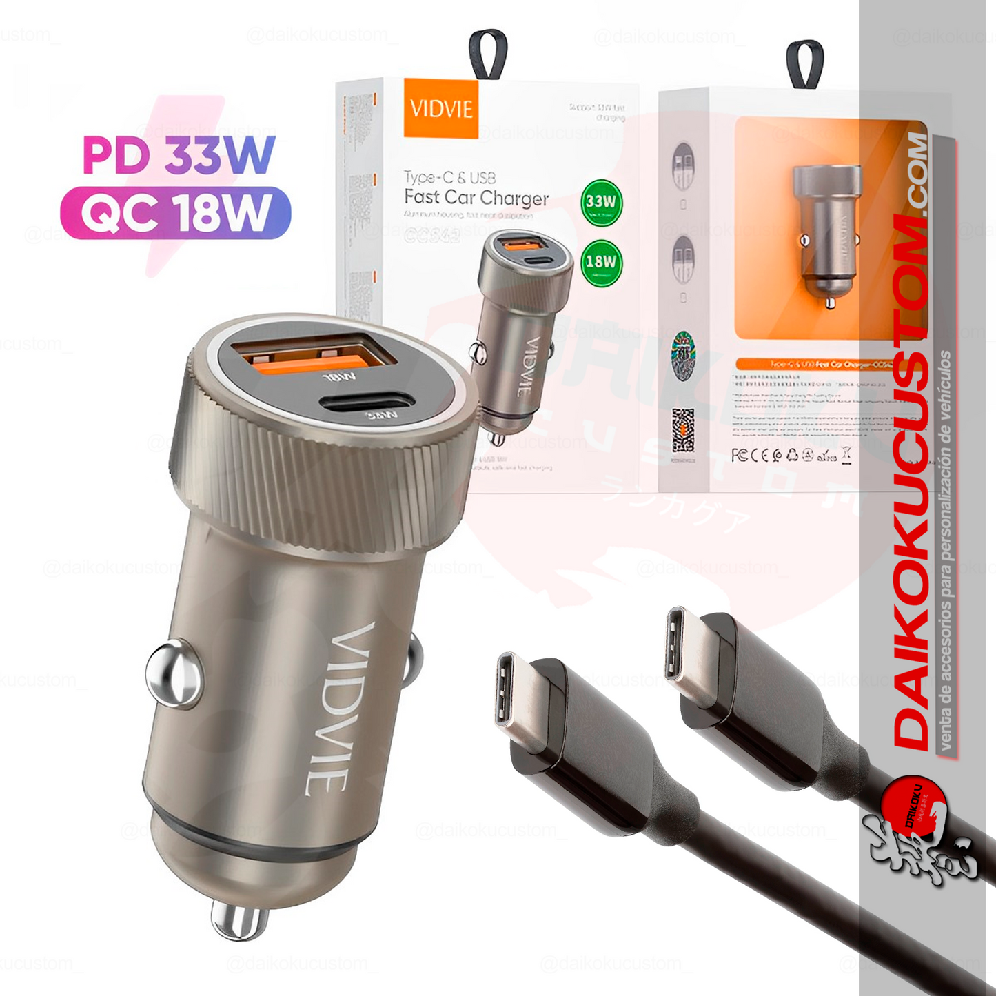 Cargador Celular Carga Rapida Pe 33w Vidvie Cc542 51134 51135
