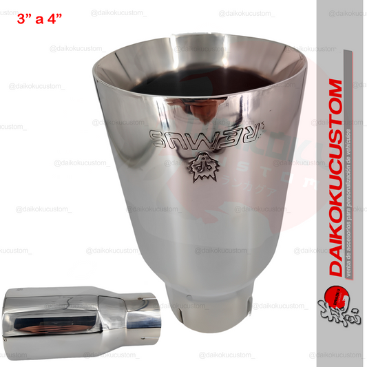 Cola Escape Remus Cromada Acero Inox 3" a 4" (Para Soldar)