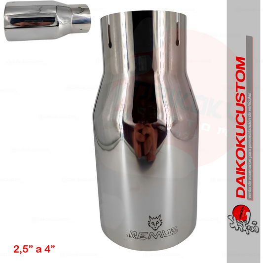 Cola Escape Remus Cromada Acero Inox 2.5" a 4" (Para Soldar)