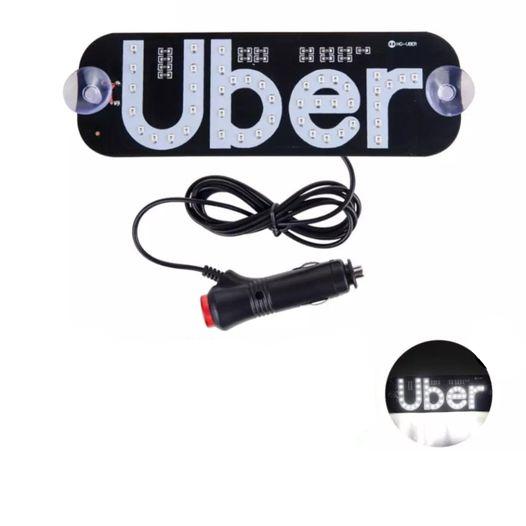 Letrero Uber Led Al Cenicero Con Ventosa (Blanco)