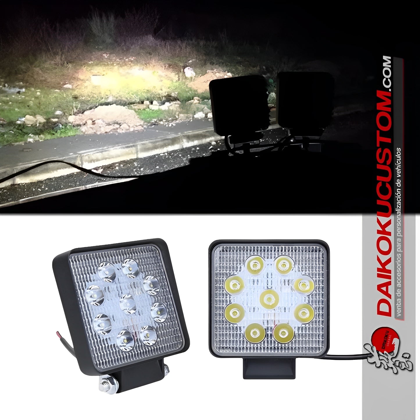 Neblineros Led 27w Cuadrados De 9 Led X2