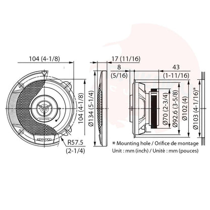 Parlantes 10cm 220w Kenwood Kfc-S1056 66