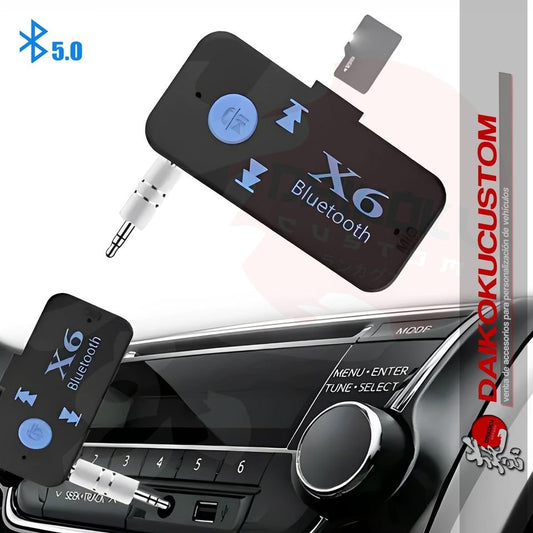 Receptor Transmisor Bluetooth X6 Auxiliar (Caja Celeste)