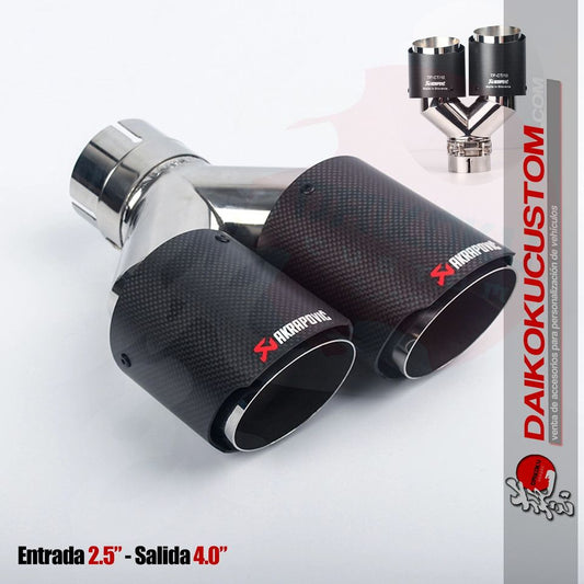 Cola Escape Akrapovic 2.5" a 4" Carbono Mate Doble (Lado Piloto)